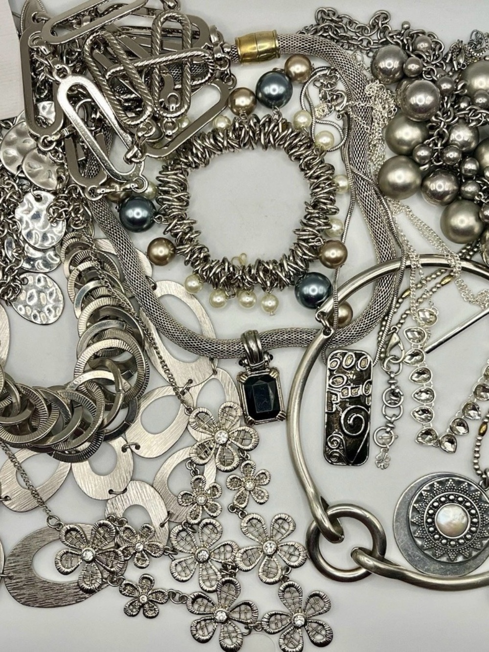 Silver Tone Mixed Women’s Jewelry Set - Necklaces, Belt, Bracelets & more